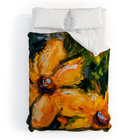 Ginette Fine Art Bold Yellow Flowers Comforter