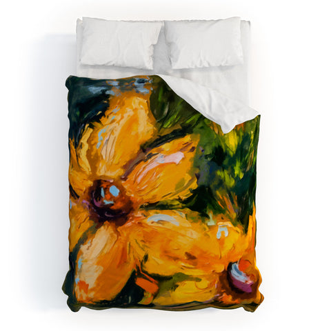 Ginette Fine Art Bold Yellow Flowers Duvet Cover