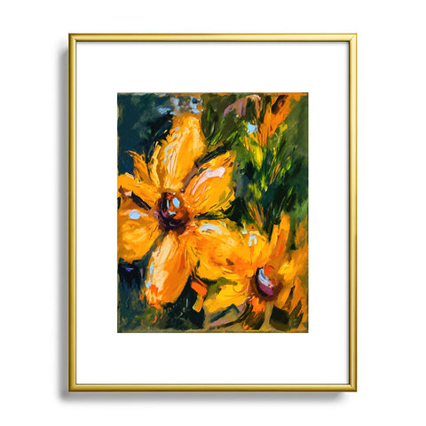 Ginette Fine Art Bold Yellow Flowers Metal Framed Art Print