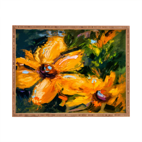 Ginette Fine Art Bold Yellow Flowers Rectangular Tray