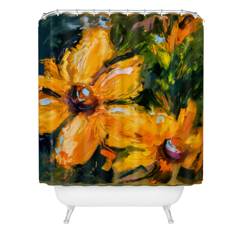Ginette Fine Art Bold Yellow Flowers Shower Curtain