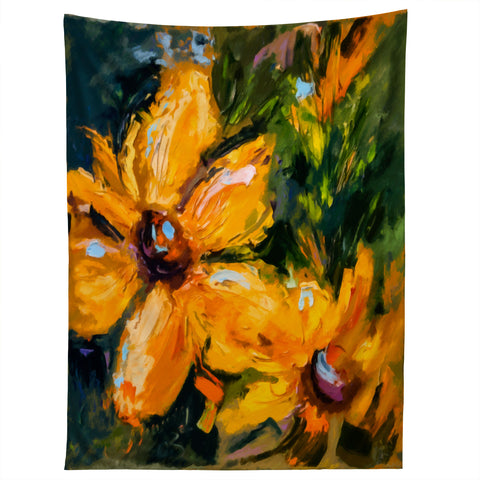 Ginette Fine Art Bold Yellow Flowers Tapestry