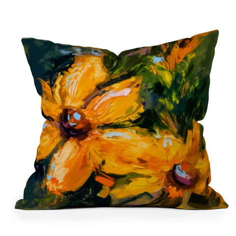Ginette Fine Art Bold Yellow Flowers Throw Pillow