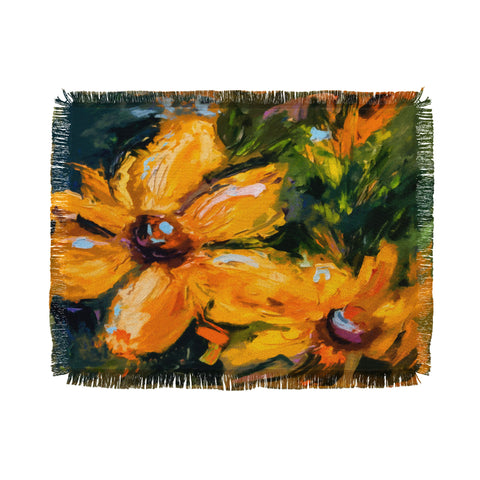 Ginette Fine Art Bold Yellow Flowers Throw Blanket