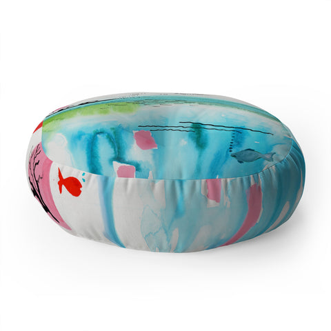 Ginette Fine Art Bubble Gum Tropics Floor Pillow Round
