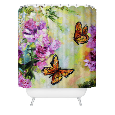 Ginette Fine Art Butterflies and Peonies Shower Curtain
