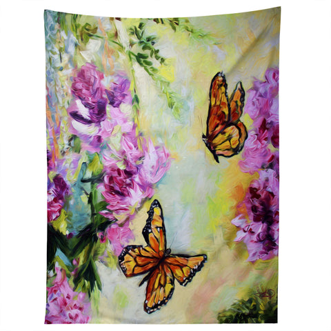 Ginette Fine Art Butterflies and Peonies Tapestry