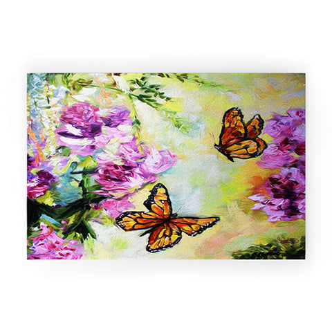 Ginette Fine Art Butterflies and Peonies Welcome Mat
