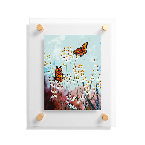 Ginette Fine Art Butterflies In Chamomile 1 Floating Acrylic Print