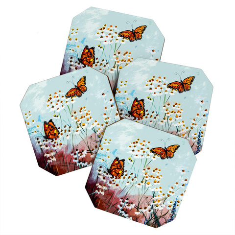Ginette Fine Art Butterflies In Chamomile 1 Coaster Set