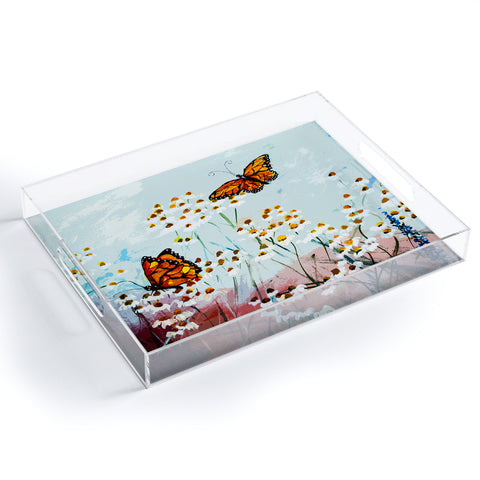 Ginette Fine Art Butterflies In Chamomile 1 Acrylic Tray