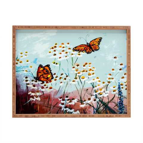 Ginette Fine Art Butterflies In Chamomile 1 Rectangular Tray