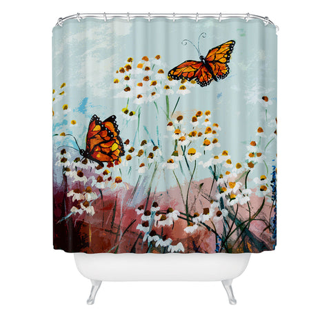 Ginette Fine Art Butterflies In Chamomile 1 Shower Curtain