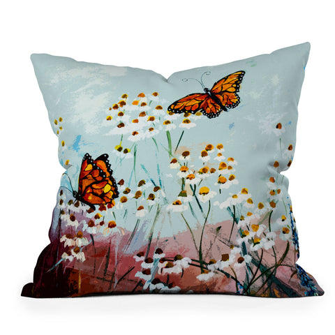 Ginette Fine Art Butterflies In Chamomile 1 Throw Pillow