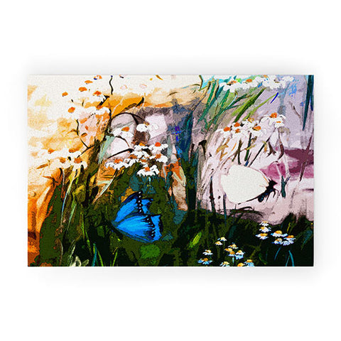 Ginette Fine Art Butterflies In Chamomile 3 Welcome Mat