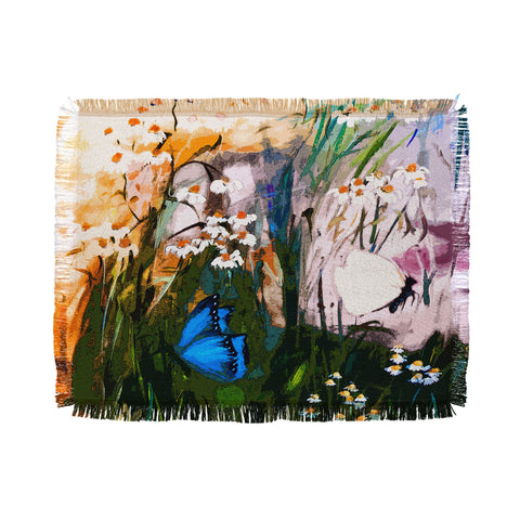 Ginette Fine Art Butterflies In Chamomile 3 Throw Blanket