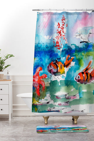 Ginette Fine Art Clownfish Shower Curtain And Mat