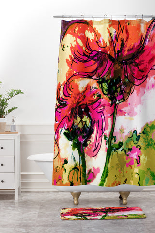 Ginette Fine Art Crazy Wildflowers Shower Curtain And Mat
