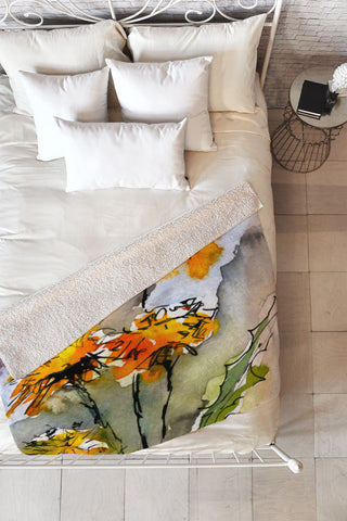 Ginette Fine Art Dandelions Fleece Throw Blanket