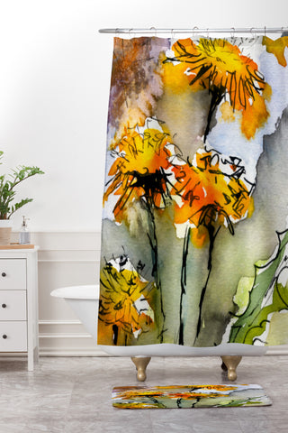 Ginette Fine Art Dandelions Shower Curtain And Mat