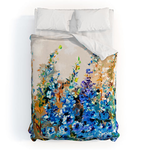 Ginette Fine Art Delphiniums Jardin Bleu Duvet Cover