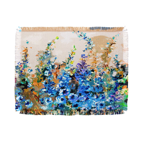 Ginette Fine Art Delphiniums Jardin Bleu Throw Blanket