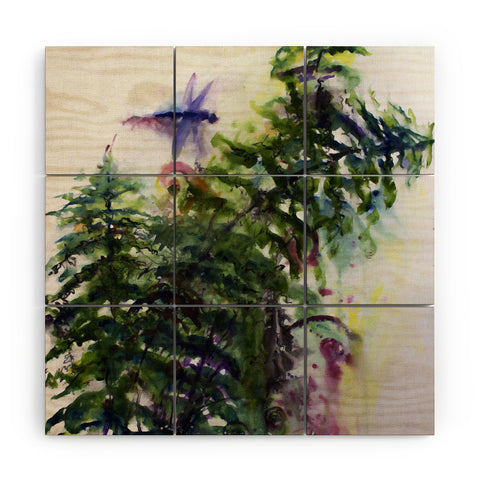 Ginette Fine Art Dragonflies and Fern Wood Wall Mural