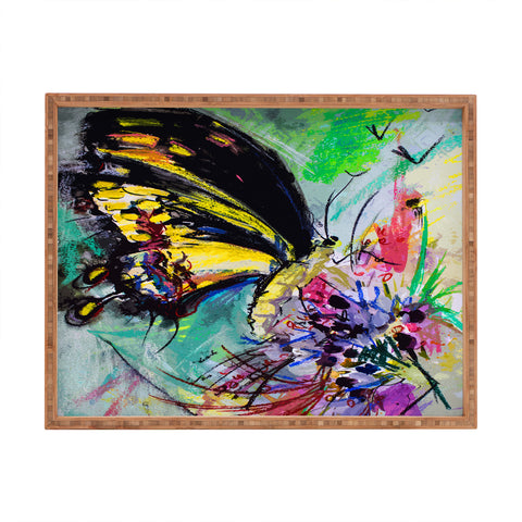 Ginette Fine Art Expressive Black Butterfly Rectangular Tray