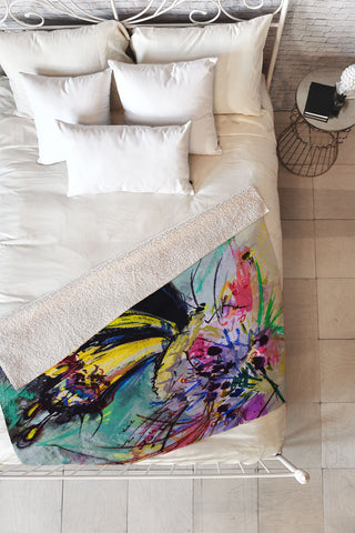 Ginette Fine Art Expressive Black Butterfly Fleece Throw Blanket