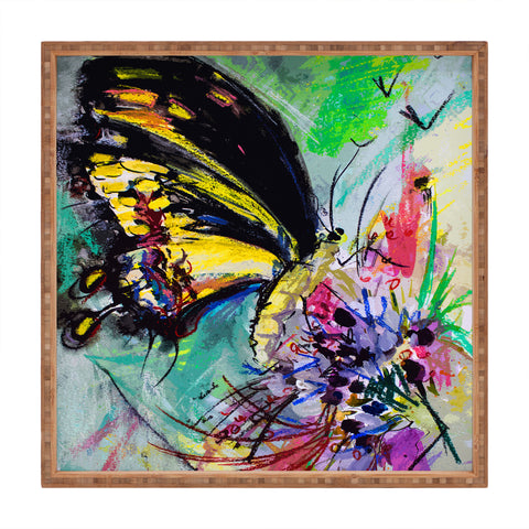 Ginette Fine Art Expressive Black Butterfly Square Tray
