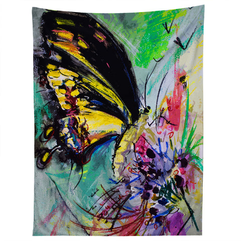 Ginette Fine Art Expressive Black Butterfly Tapestry