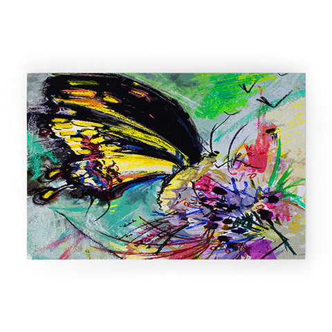 Ginette Fine Art Expressive Black Butterfly Welcome Mat