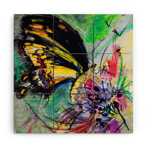 Ginette Fine Art Expressive Black Butterfly Wood Wall Mural