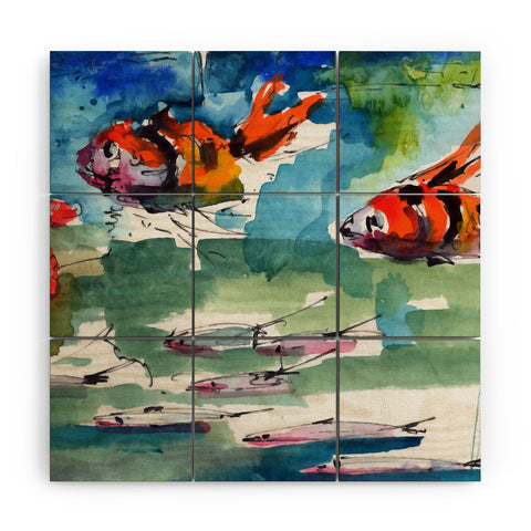 Ginette Fine Art Fish Parade Wood Wall Mural
