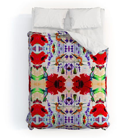 Ginette Fine Art French Country Cottage Hummingbirds and Poppies Comforter