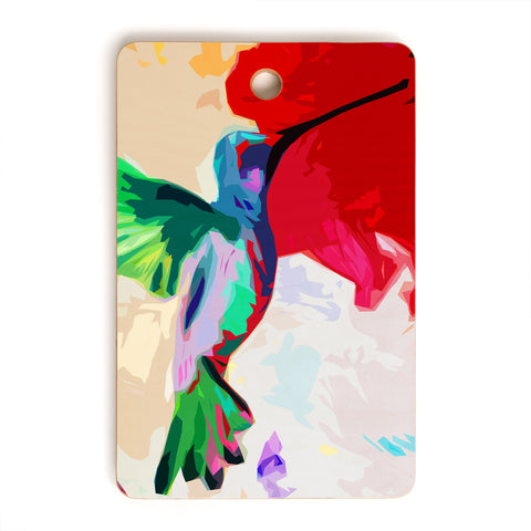 Ginette Fine Art French Country Cottage Hummingbirds and Poppies Cutting Board Rectangle