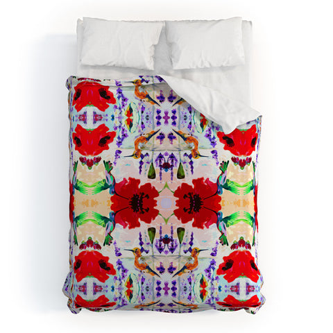 Ginette Fine Art French Country Cottage Hummingbirds and Poppies Duvet Cover