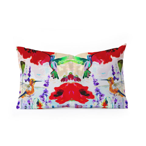 Ginette Fine Art French Country Cottage Hummingbirds and Poppies Oblong Throw Pillow