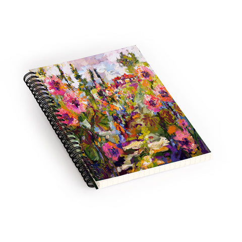 Ginette Fine Art Garden Path Hollyhock Spiral Notebook
