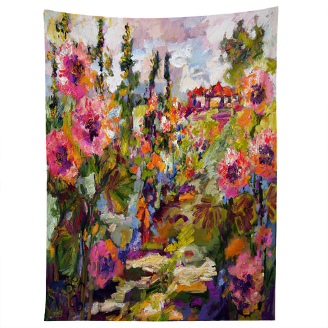 Ginette Fine Art Garden Path Hollyhock Tapestry
