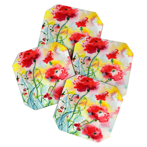 Ginette Fine Art If Poppies Could Only Speak Coaster Set