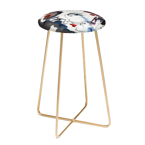 Ginette Fine Art Intuitive Abstract Face Counter Stool