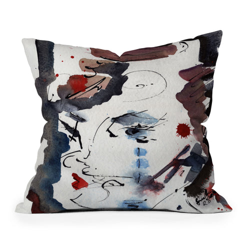 Ginette Fine Art Intuitive Abstract Face Throw Pillow
