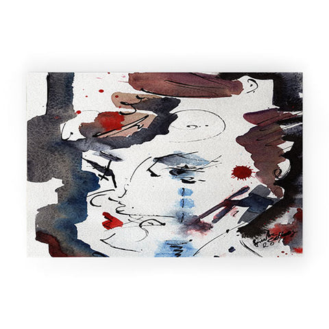 Ginette Fine Art Intuitive Abstract Face Welcome Mat