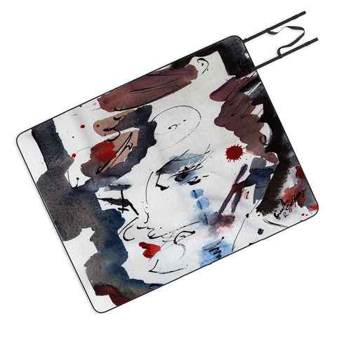 Ginette Fine Art Intuitive Abstract Face Picnic Blanket