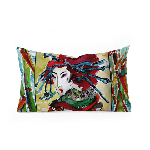 Ginette Fine Art Japanese Woman Oblong Throw Pillow