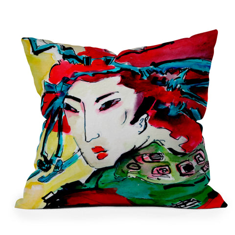 Ginette Fine Art Japanese Woman Throw Pillow