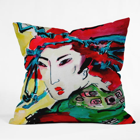 Ginette Fine Art Japanese Woman Outdoor Throw Pillow