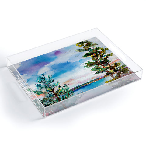 Ginette Fine Art Lake View Through The Trees Acrylic Tray