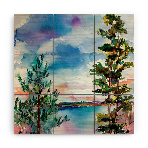 Ginette Fine Art Lake View Through The Trees Wood Wall Mural